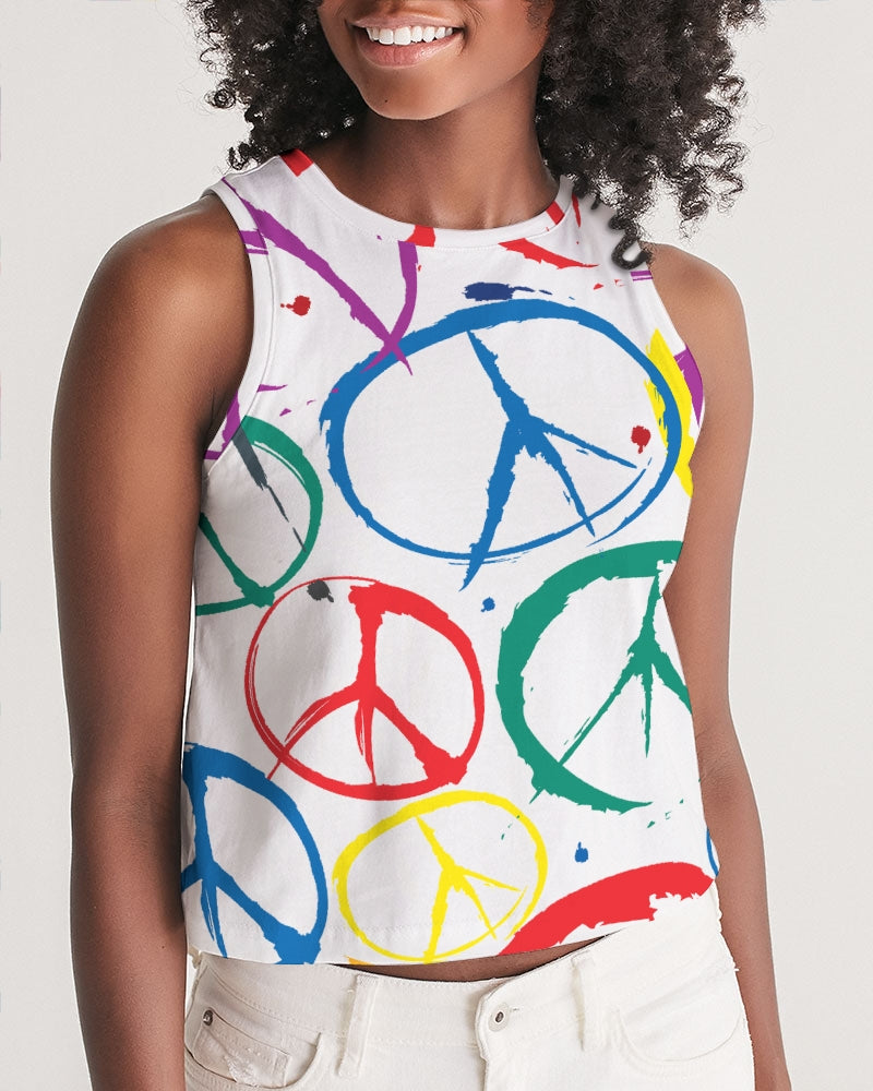 Women's Cropped Tank w/Peace Symbol Design