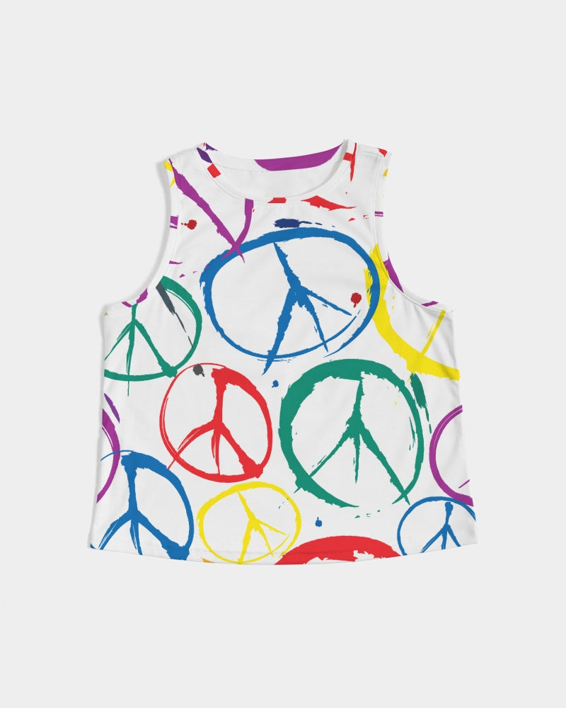 Women's Cropped Tank w/Peace Symbol Design