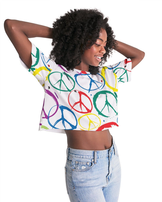 Women's Cropped Top w/Peace Sign Design