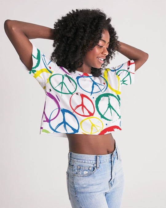 Women's Cropped Top w/Peace Sign Design