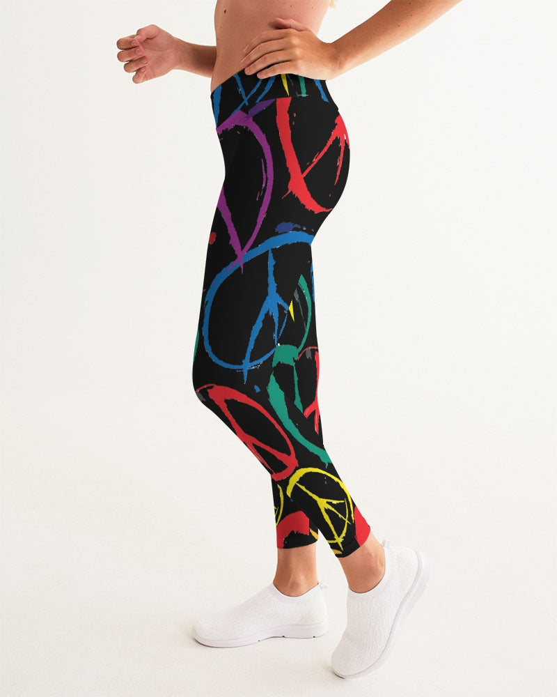 Leggings / Yoga Pants with Pockets & Peace Signs Design