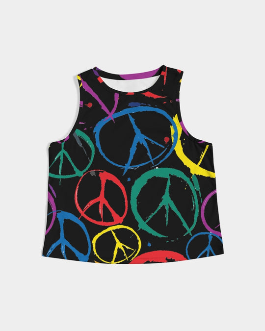 Women's Cropped Tank w/Peace Symbol Design