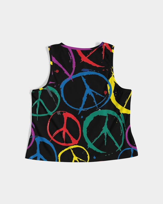 Women's Cropped Tank w/Peace Symbol Design