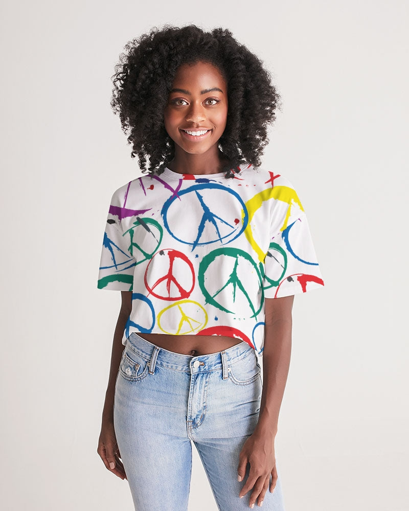 Women's Cropped Top w/Peace Sign Design