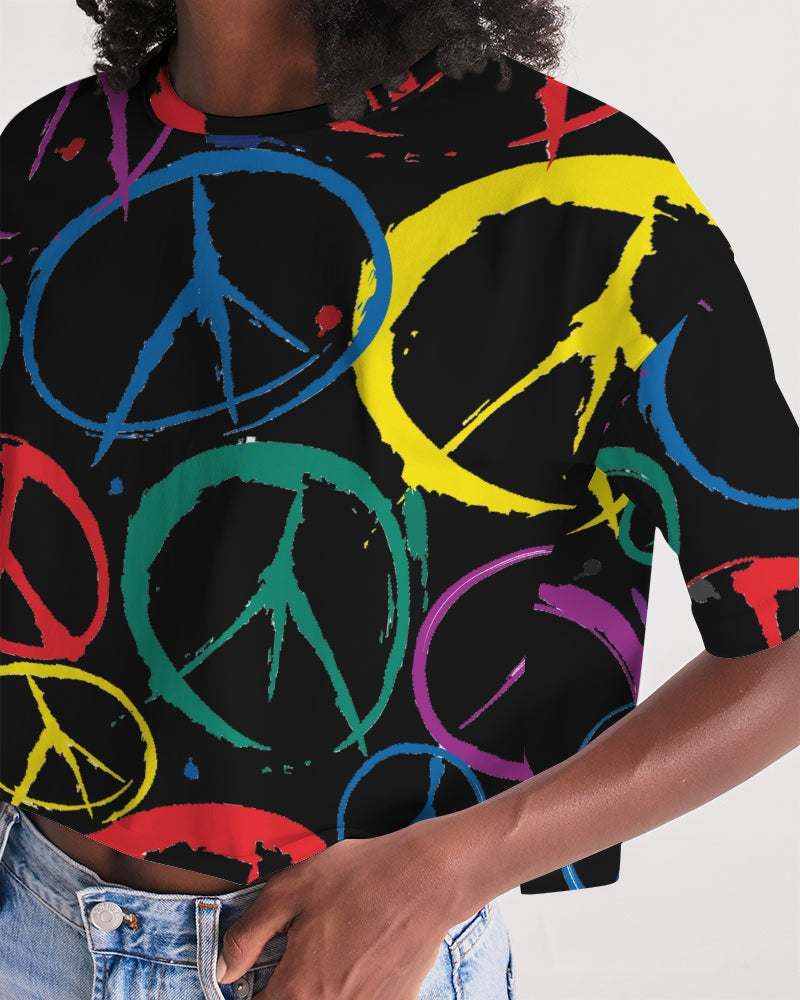 Women's Cropped Top w/Peace Sign Design