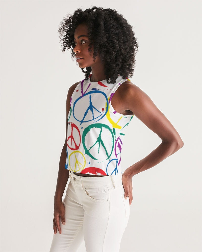 Women's Cropped Tank w/Peace Symbol Design