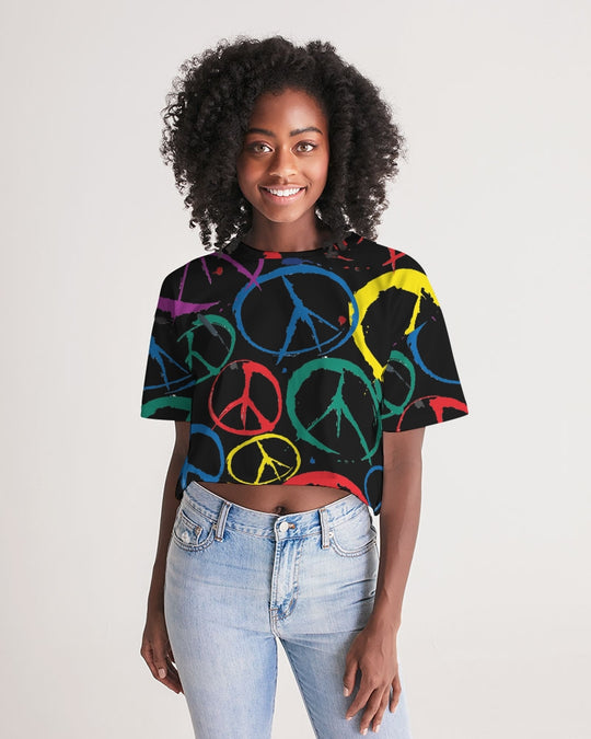 Women's Cropped Top w/Peace Sign Design