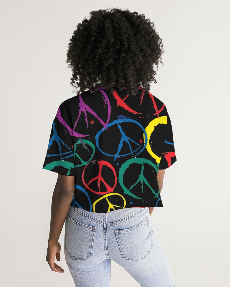 Women's Cropped Top w/Peace Sign Design