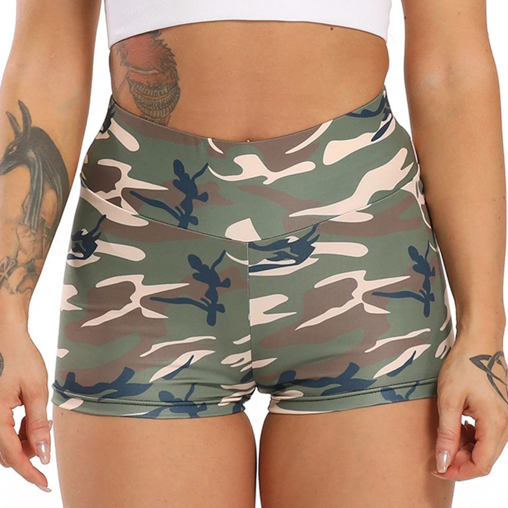 Women's High Waisted Ruched Butt Lifting Fitness Shorts
