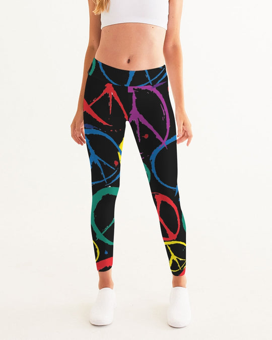 Leggings / Yoga Pants with Pockets & Peace Signs Design