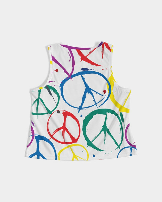 Women's Cropped Tank w/Peace Symbol Design