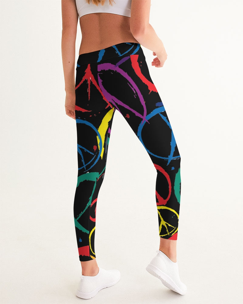 Leggings / Yoga Pants with Pockets & Peace Signs Design