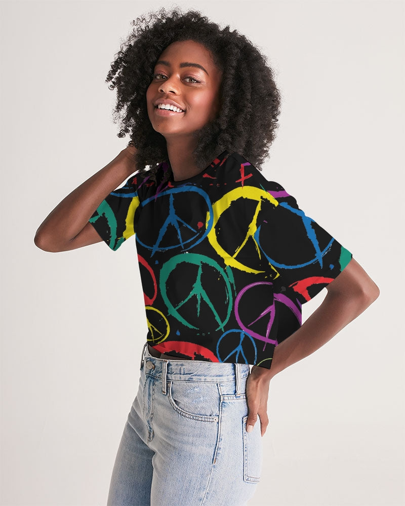 Women's Cropped Top w/Peace Sign Design