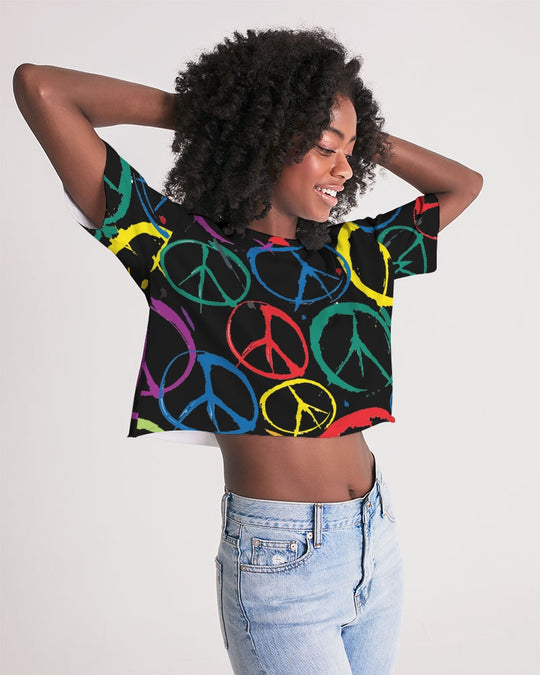 Women's Cropped Top w/Peace Sign Design