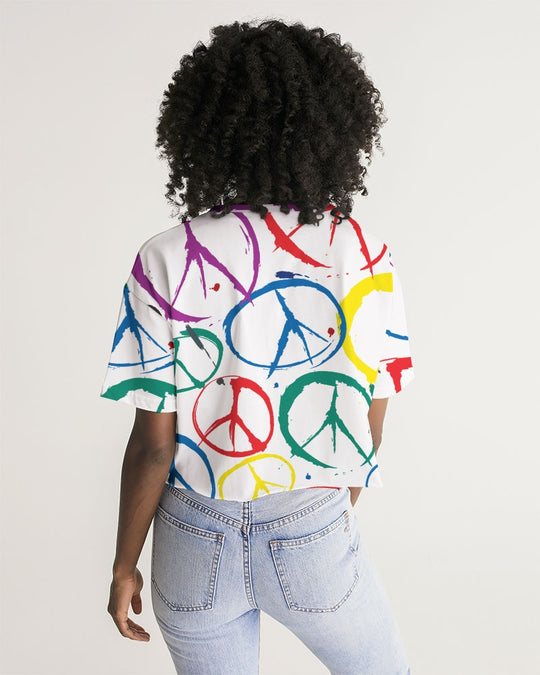 Women's Cropped Top w/Peace Sign Design