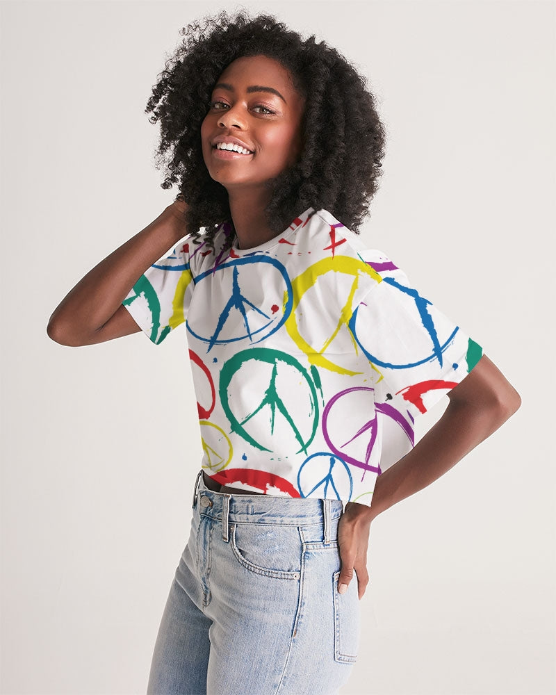 Women's Cropped Top w/Peace Sign Design