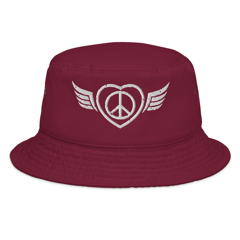 Bucket Hat w/Embroidered Winged Peace Symbol