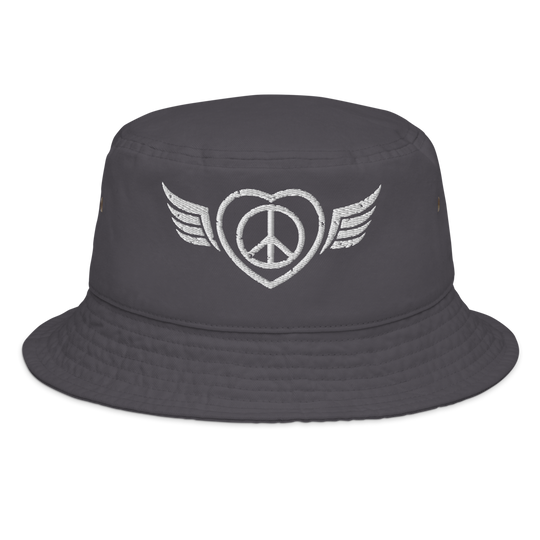 Bucket Hat w/Embroidered Winged Peace Symbol