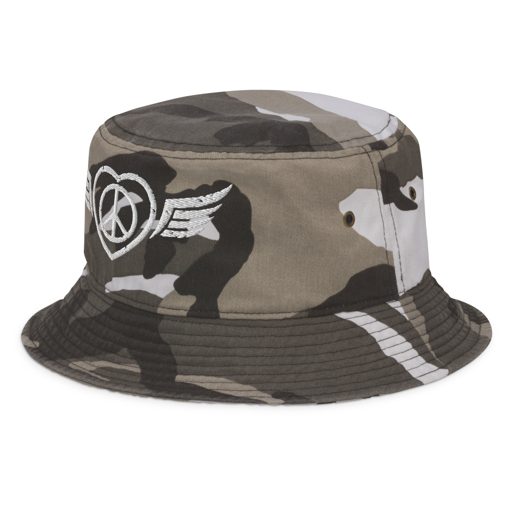 Bucket Hat w/Embroidered Winged Peace Symbol