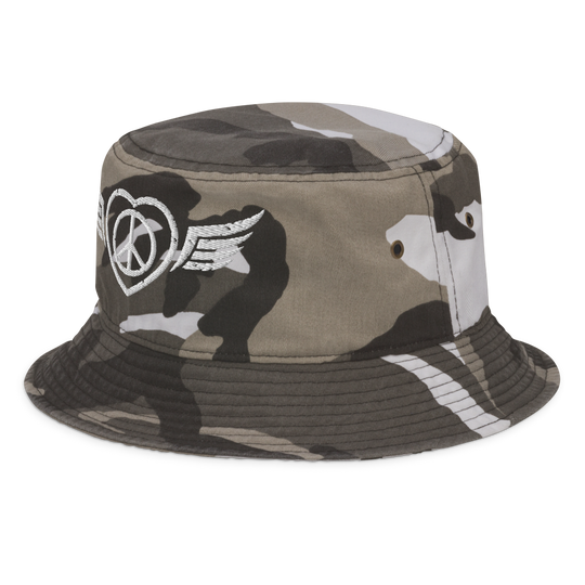 Bucket Hat w/Embroidered Winged Peace Symbol