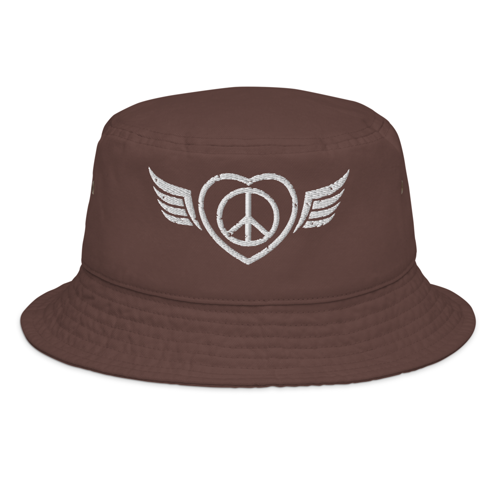 Bucket Hat w/Embroidered Winged Peace Symbol