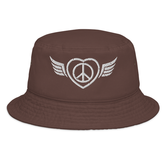 Bucket Hat w/Embroidered Winged Peace Symbol