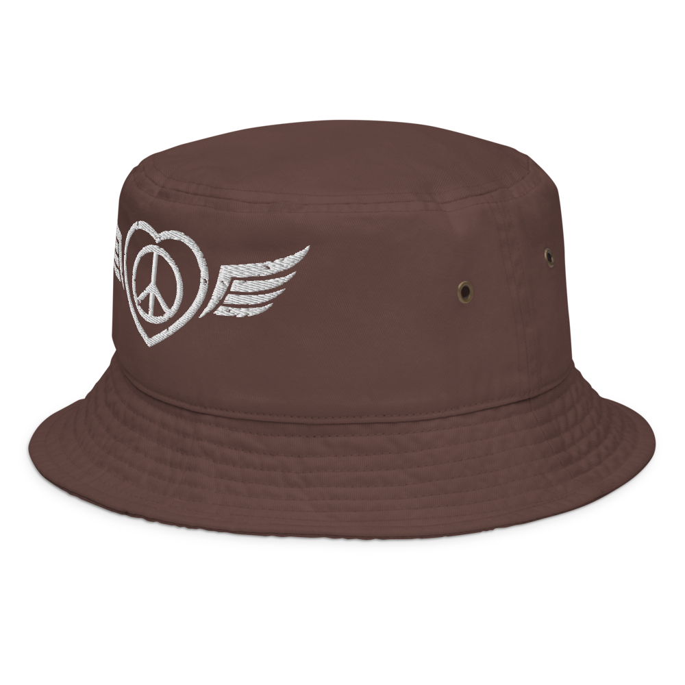 Bucket Hat w/Embroidered Winged Peace Symbol