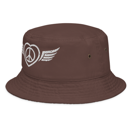 Bucket Hat w/Embroidered Winged Peace Symbol