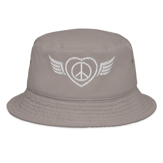 Bucket Hat w/Embroidered Winged Peace Symbol