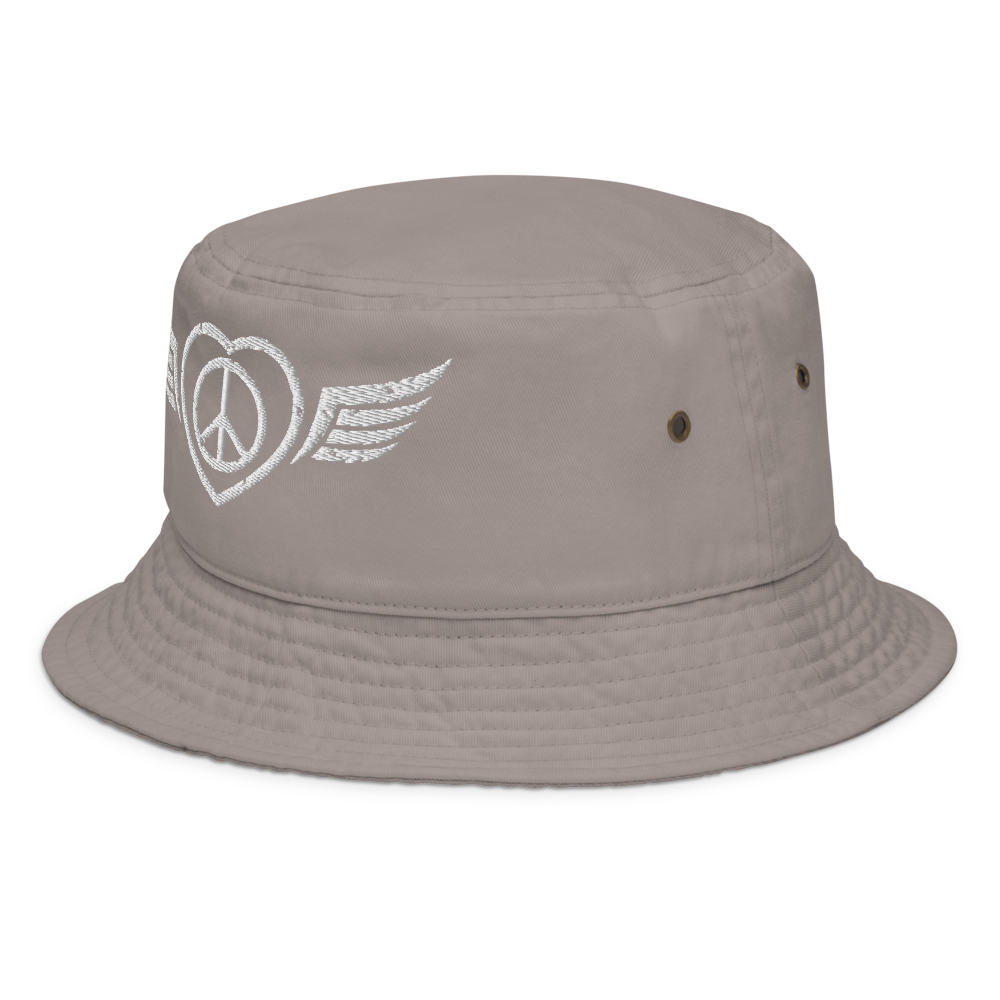 Bucket Hat w/Embroidered Winged Peace Symbol