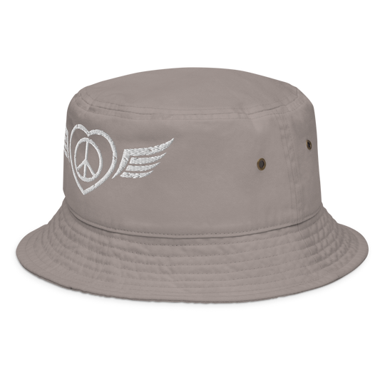 Bucket Hat w/Embroidered Winged Peace Symbol