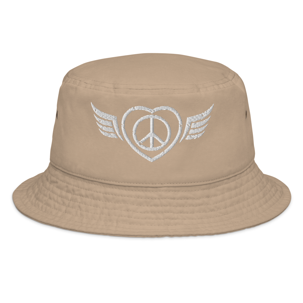 Bucket Hat w/Embroidered Winged Peace Symbol