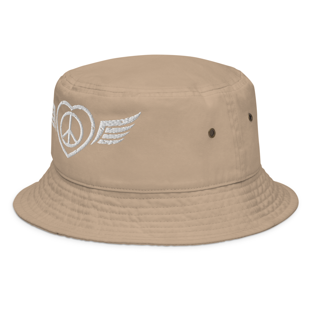 Bucket Hat w/Embroidered Winged Peace Symbol