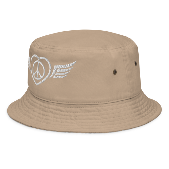 Bucket Hat w/Embroidered Winged Peace Symbol