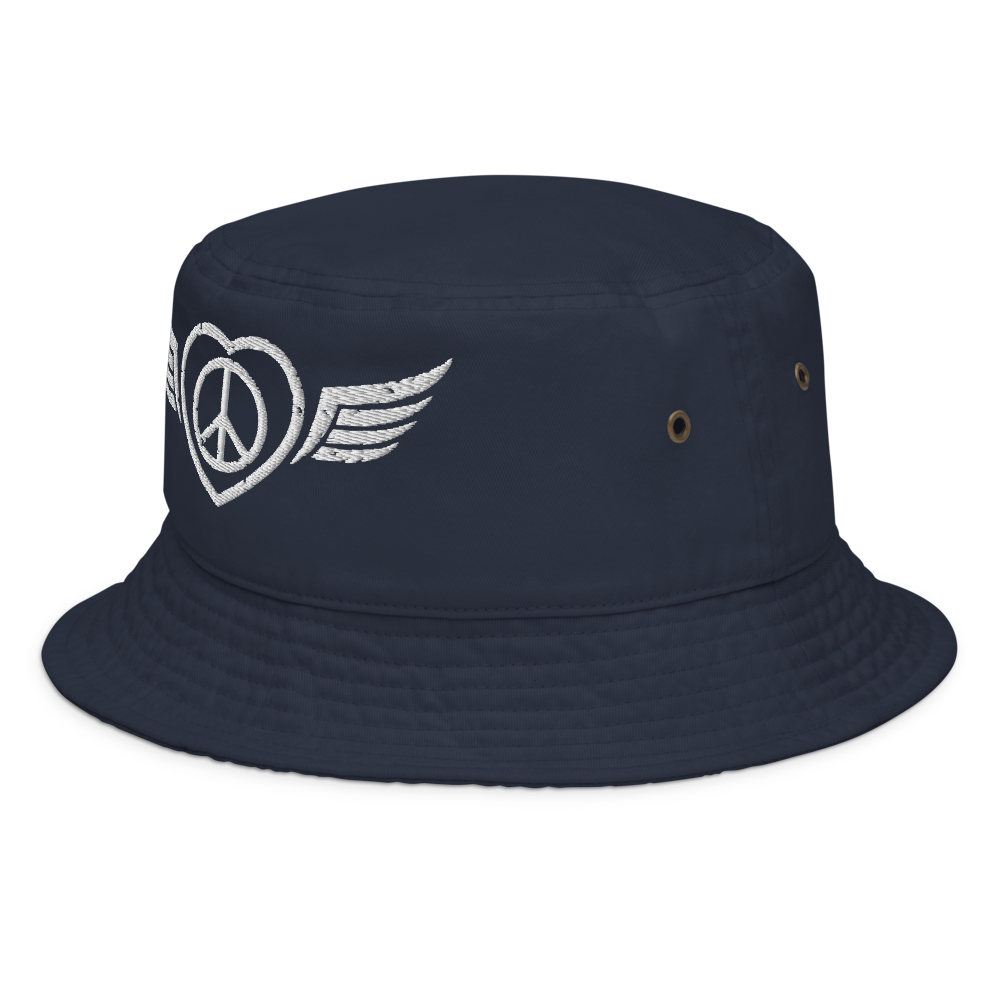 Bucket Hat w/Embroidered Winged Peace Symbol