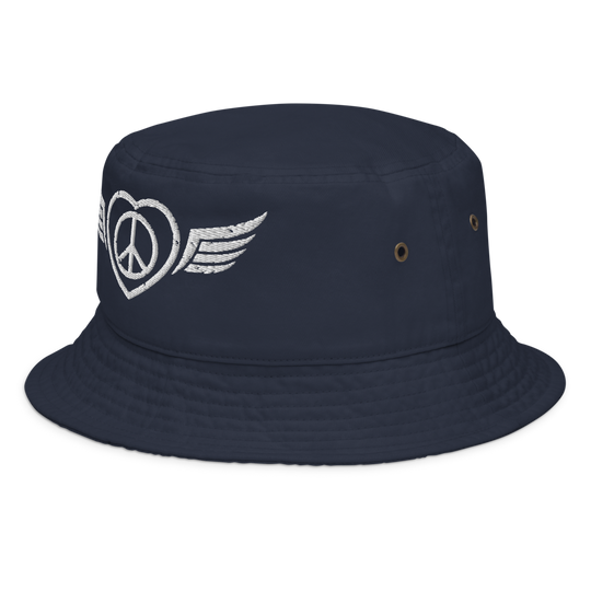 Bucket Hat w/Embroidered Winged Peace Symbol