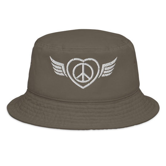 Bucket Hat w/Embroidered Winged Peace Symbol