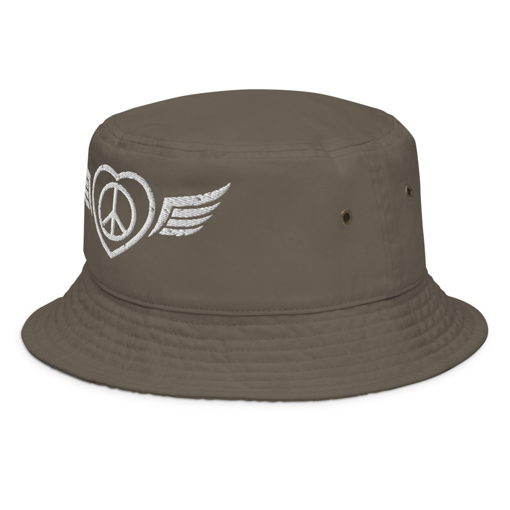 Bucket Hat w/Embroidered Winged Peace Symbol