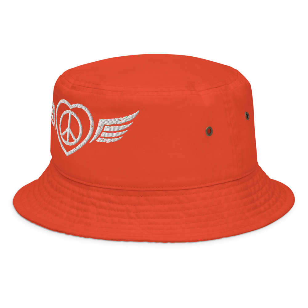 Bucket Hat w/Embroidered Winged Peace Symbol