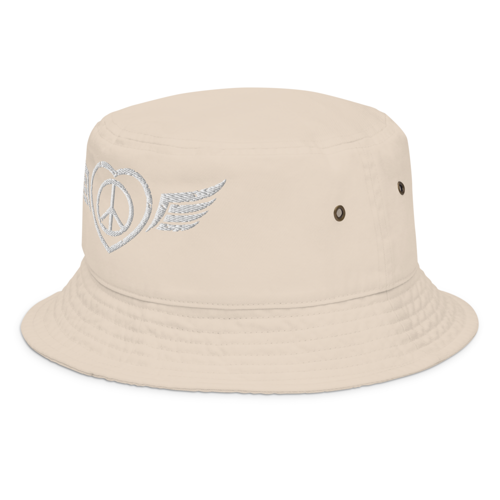 Bucket Hat w/Embroidered Winged Peace Symbol