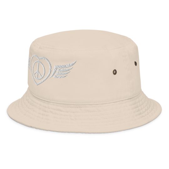 Bucket Hat w/Embroidered Winged Peace Symbol