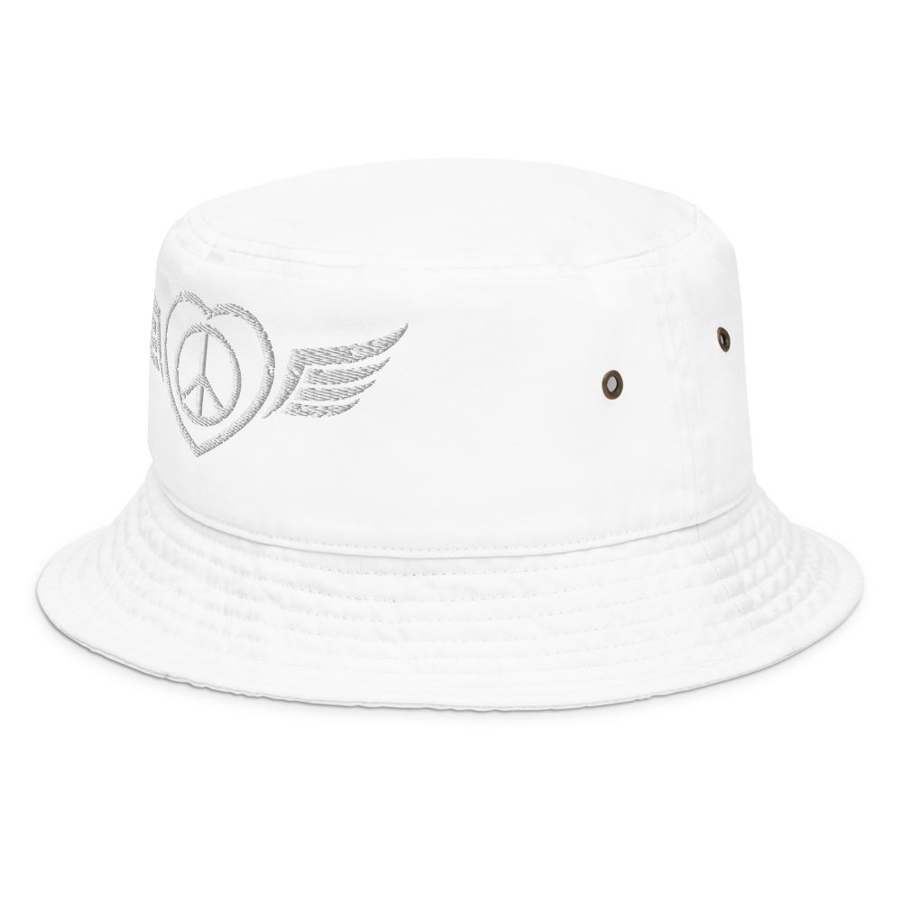 Bucket Hat w/Embroidered Winged Peace Symbol