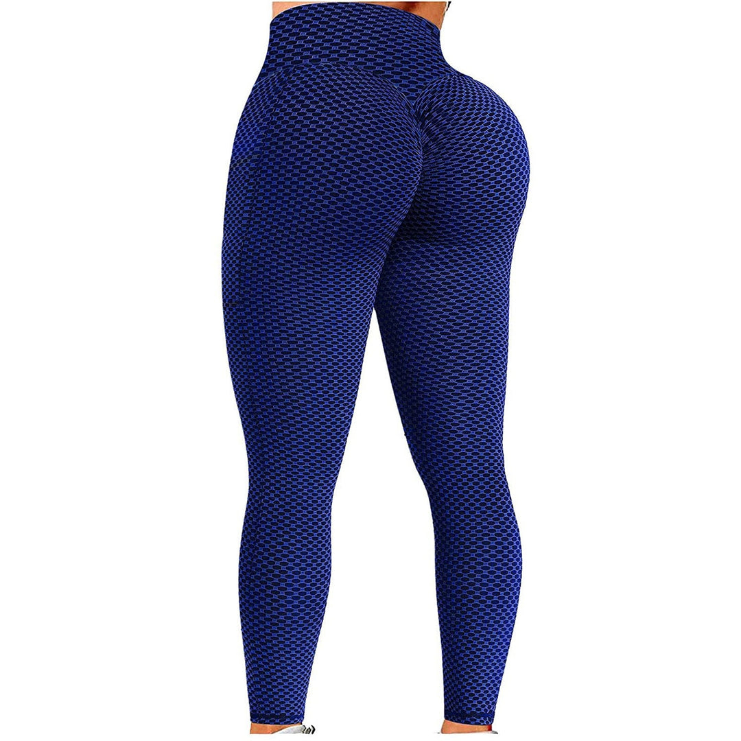 Seamless Fitness Leggings w/Pockets & Patchwork Grid - includes Plus Sizes Xs-4xl