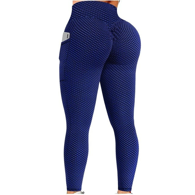 Seamless Fitness Leggings w/Pockets & Patchwork Grid - includes Plus Sizes Xs-4xl